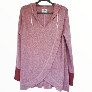 Wild Blue XL Sadie Robertson burgundy heathered knit long sleeve hooded tunic